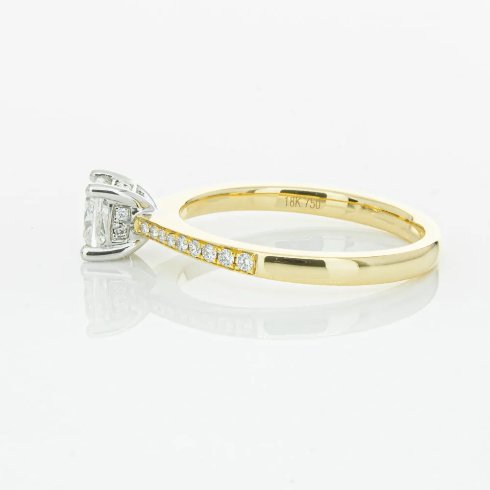 18ct Yellow Gold .70ct Cushion Cut Diamond Ring