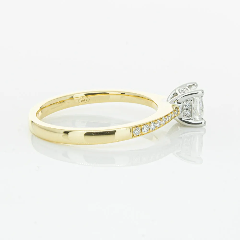 18ct Yellow Gold .70ct Cushion Cut Diamond Ring