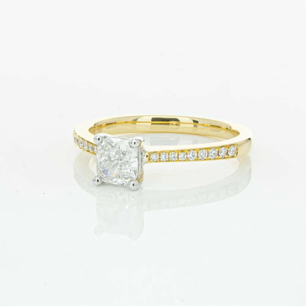 18ct Yellow Gold .70ct Cushion Cut Diamond Ring