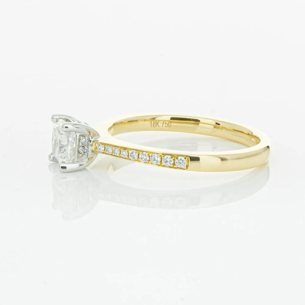 18ct Yellow Gold .70ct Cushion Cut Diamond Ring