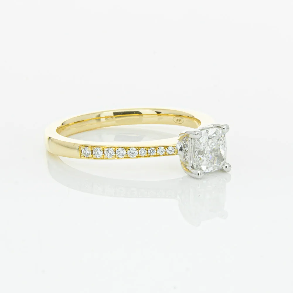 18ct Yellow Gold .70ct Cushion Cut Diamond Ring