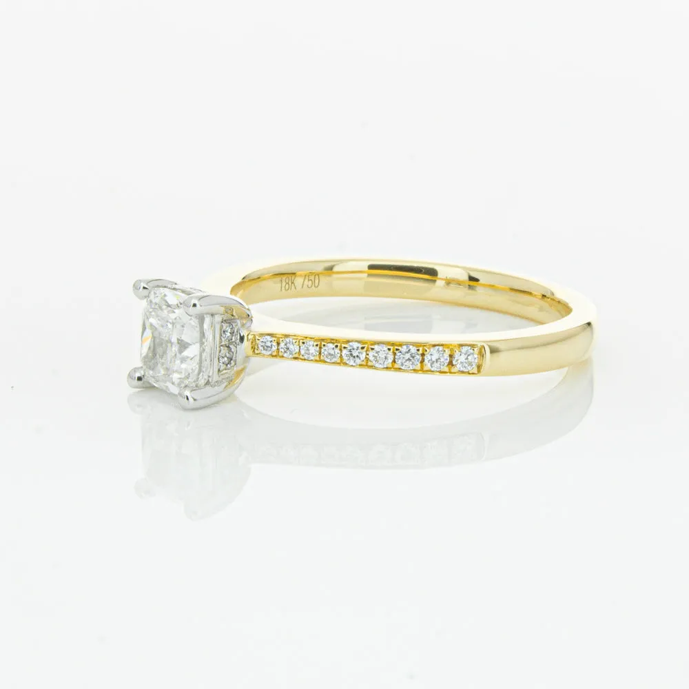 18ct Yellow Gold .70ct Cushion Cut Diamond Ring