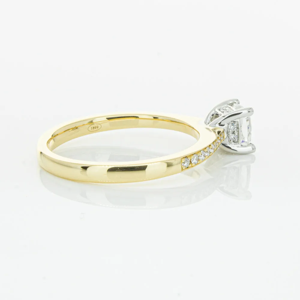 18ct Yellow Gold .70ct Cushion Cut Diamond Ring
