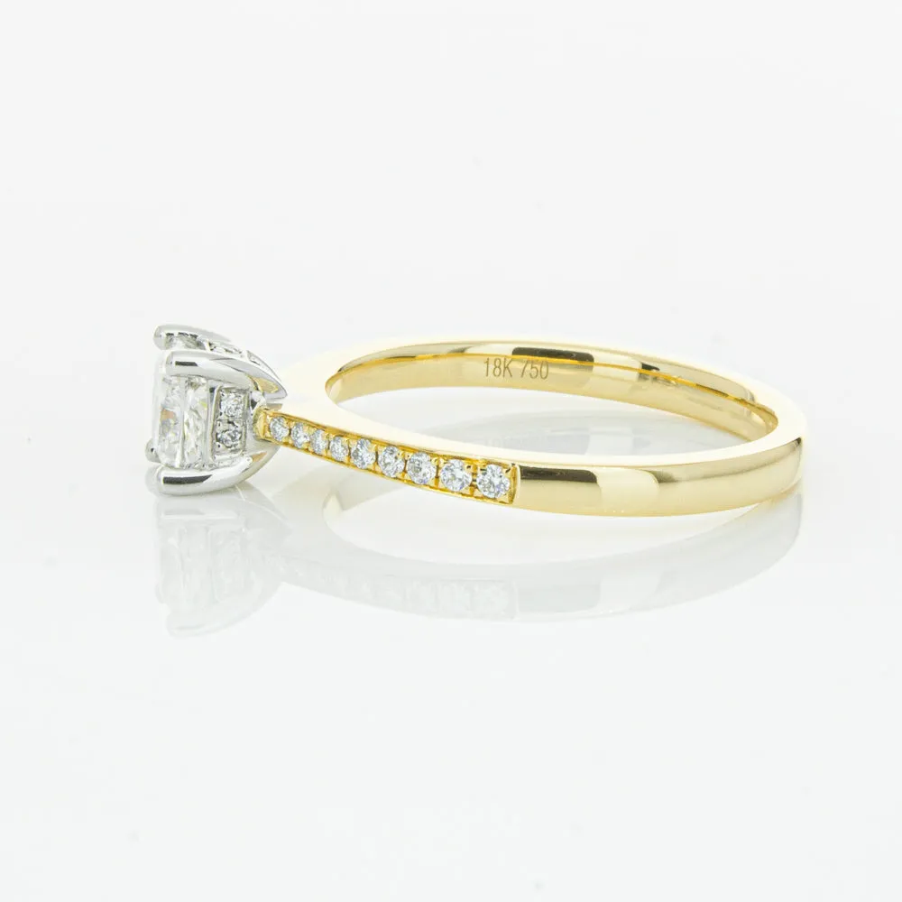 18ct Yellow Gold .70ct Cushion Cut Diamond Ring