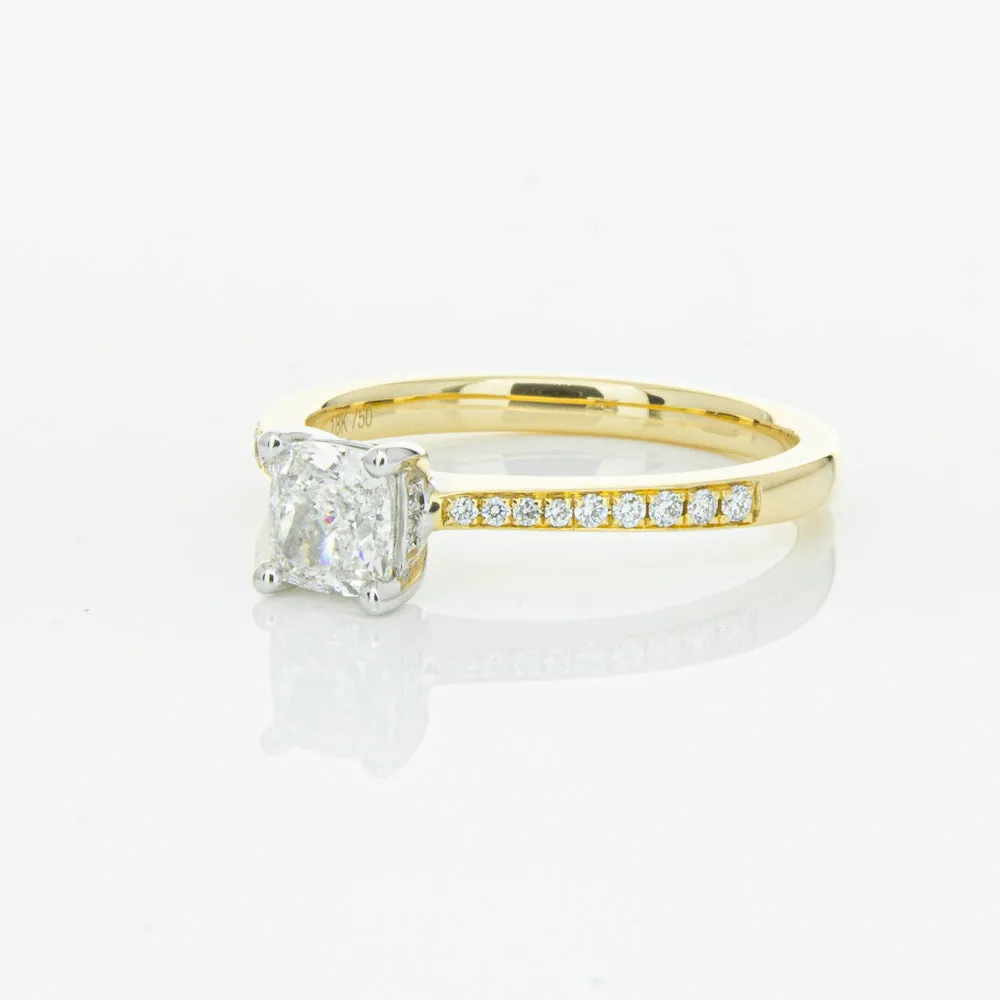 18ct Yellow Gold .70ct Cushion Cut Diamond Ring