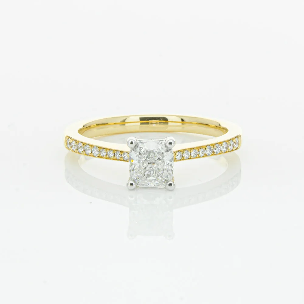 18ct Yellow Gold .70ct Cushion Cut Diamond Ring