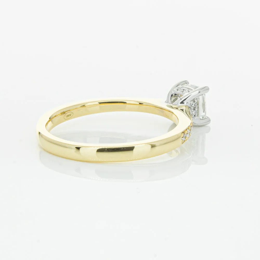 18ct Yellow Gold .70ct Cushion Cut Diamond Ring
