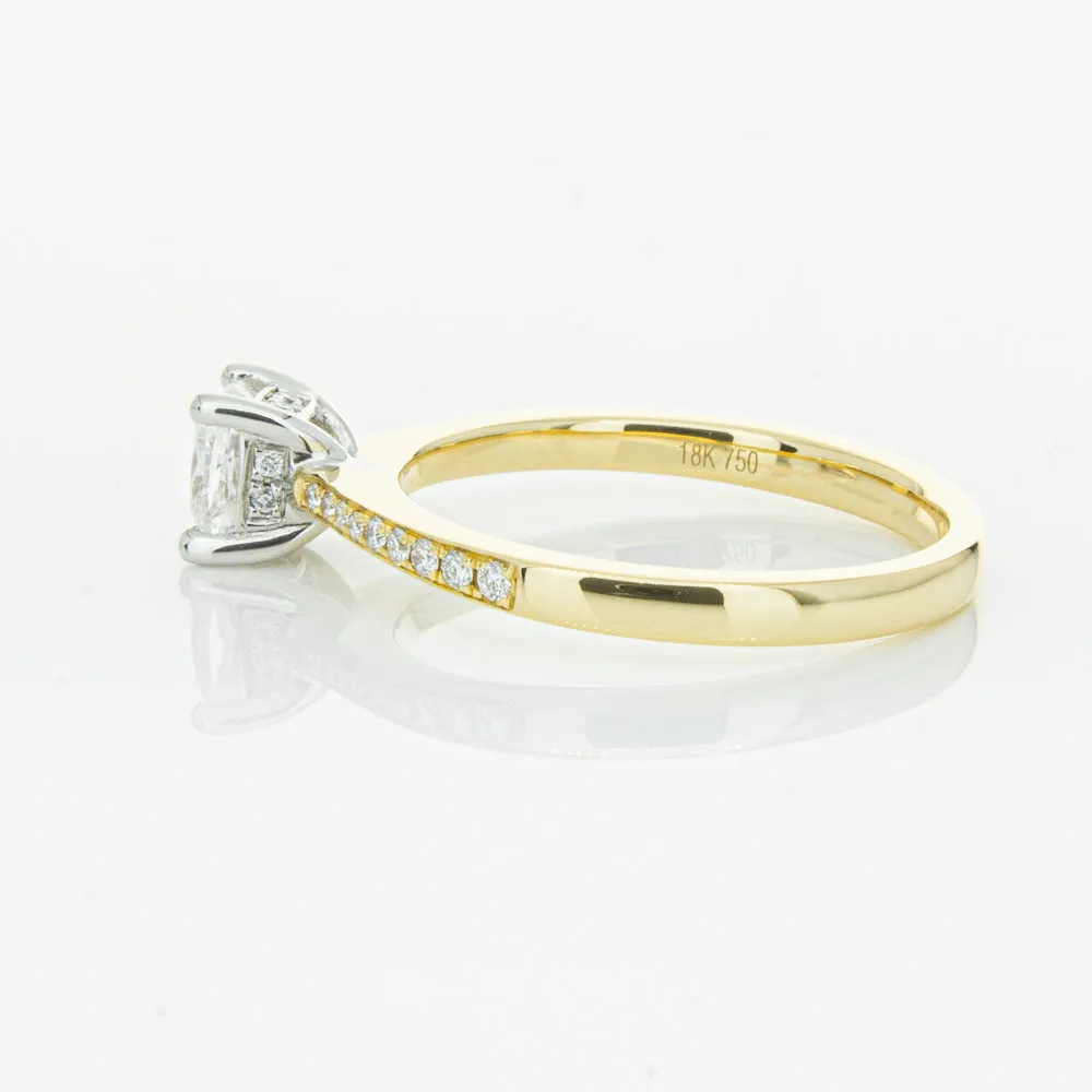 18ct Yellow Gold .70ct Cushion Cut Diamond Ring