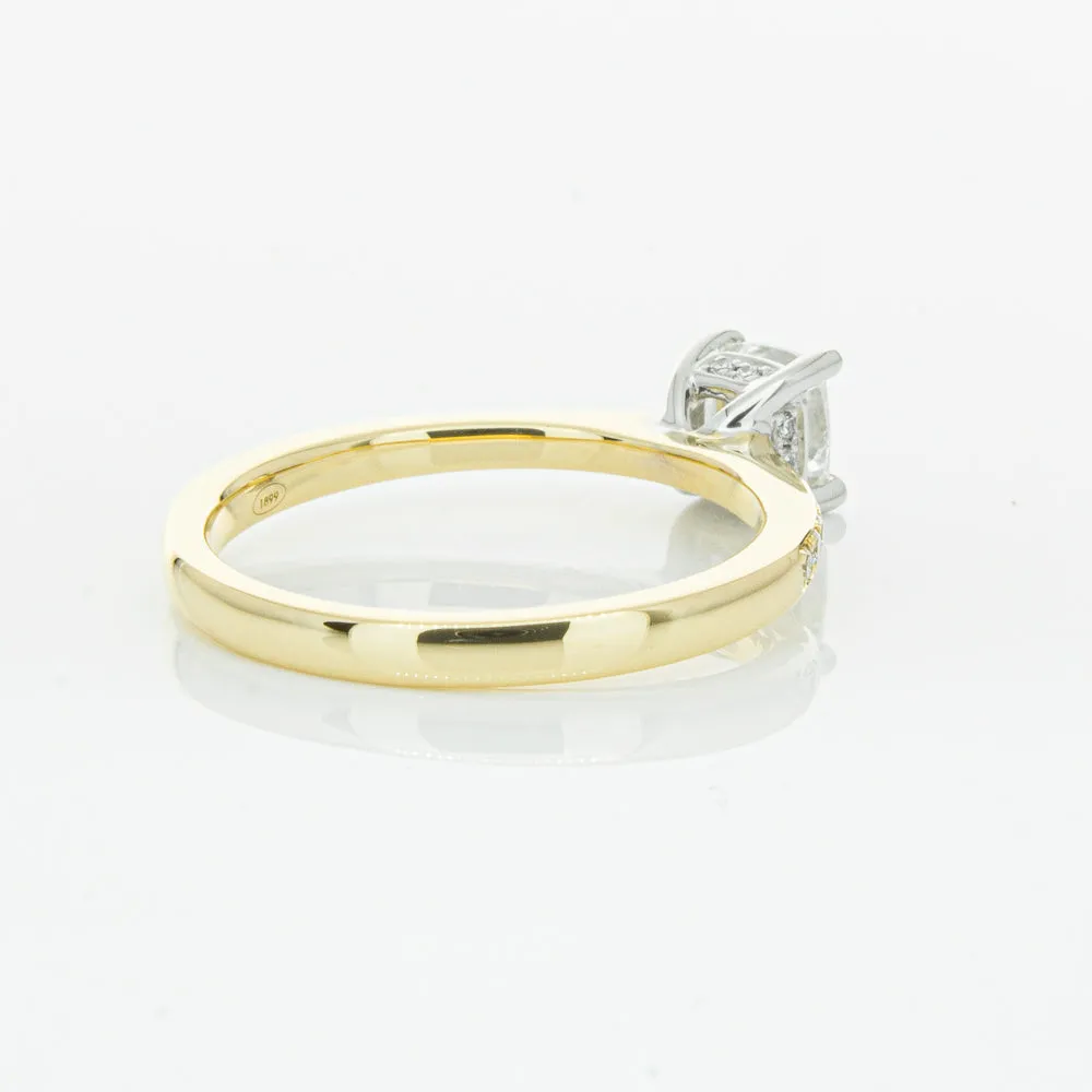 18ct Yellow Gold .70ct Cushion Cut Diamond Ring