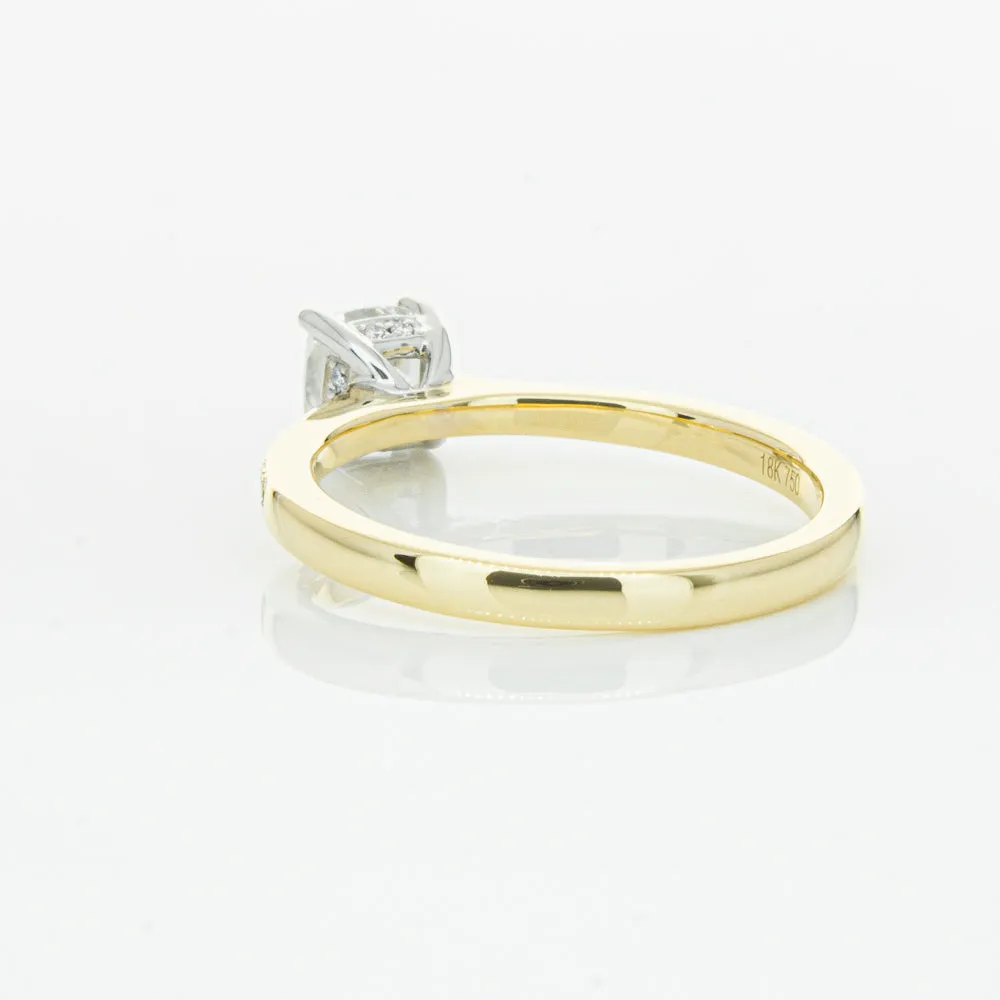 18ct Yellow Gold .70ct Cushion Cut Diamond Ring