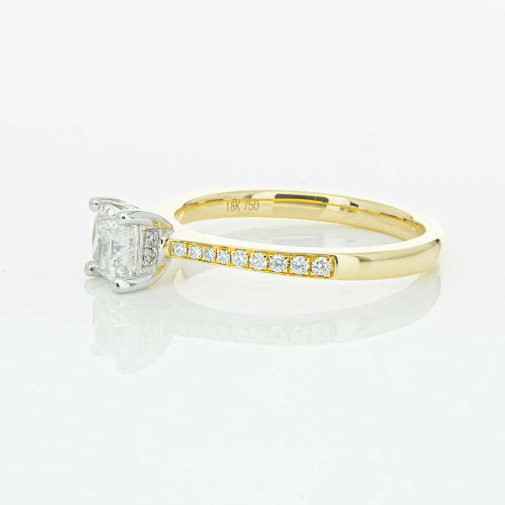 18ct Yellow Gold .70ct Cushion Cut Diamond Ring