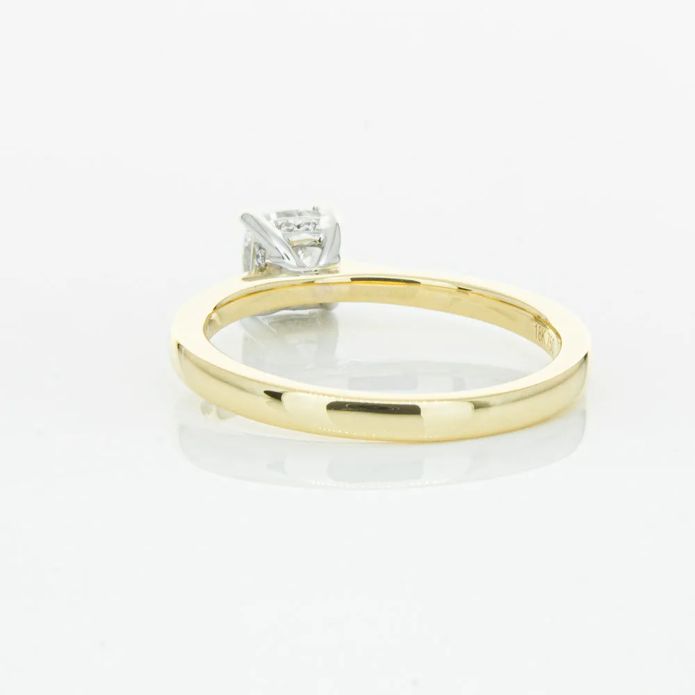 18ct Yellow Gold .70ct Cushion Cut Diamond Ring