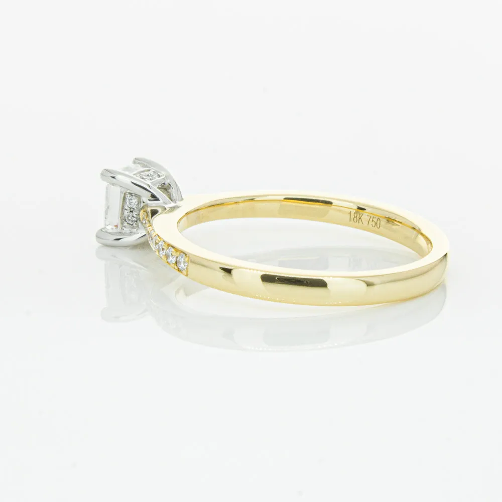 18ct Yellow Gold .70ct Cushion Cut Diamond Ring