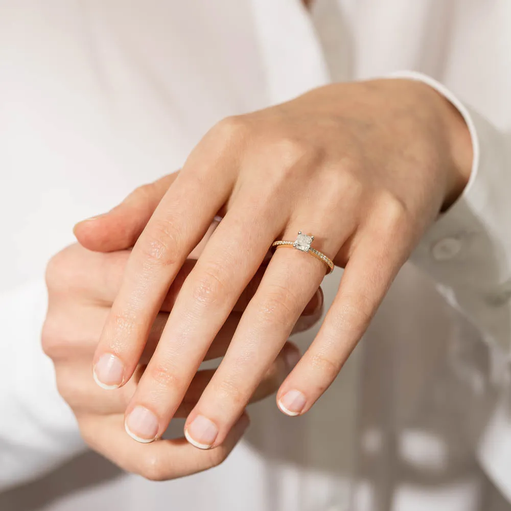 18ct Yellow Gold .70ct Cushion Cut Diamond Ring