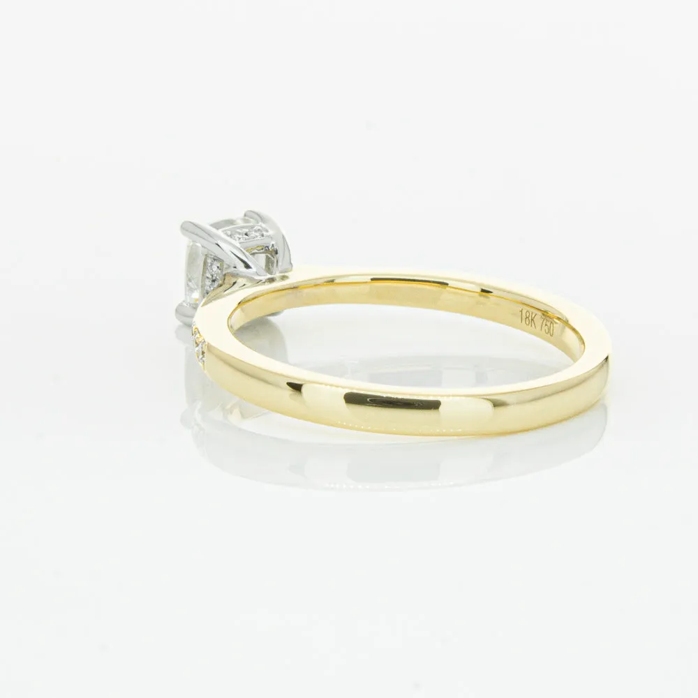 18ct Yellow Gold .70ct Cushion Cut Diamond Ring