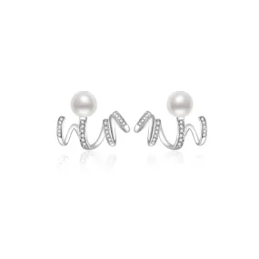 18K Diamond Hanadama Akoya Pearl Earrings KE00229 | LOVE