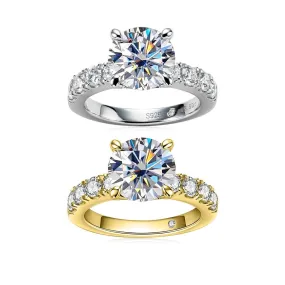 18k Gold Overlay Round Cut Diamond Engagement Ring