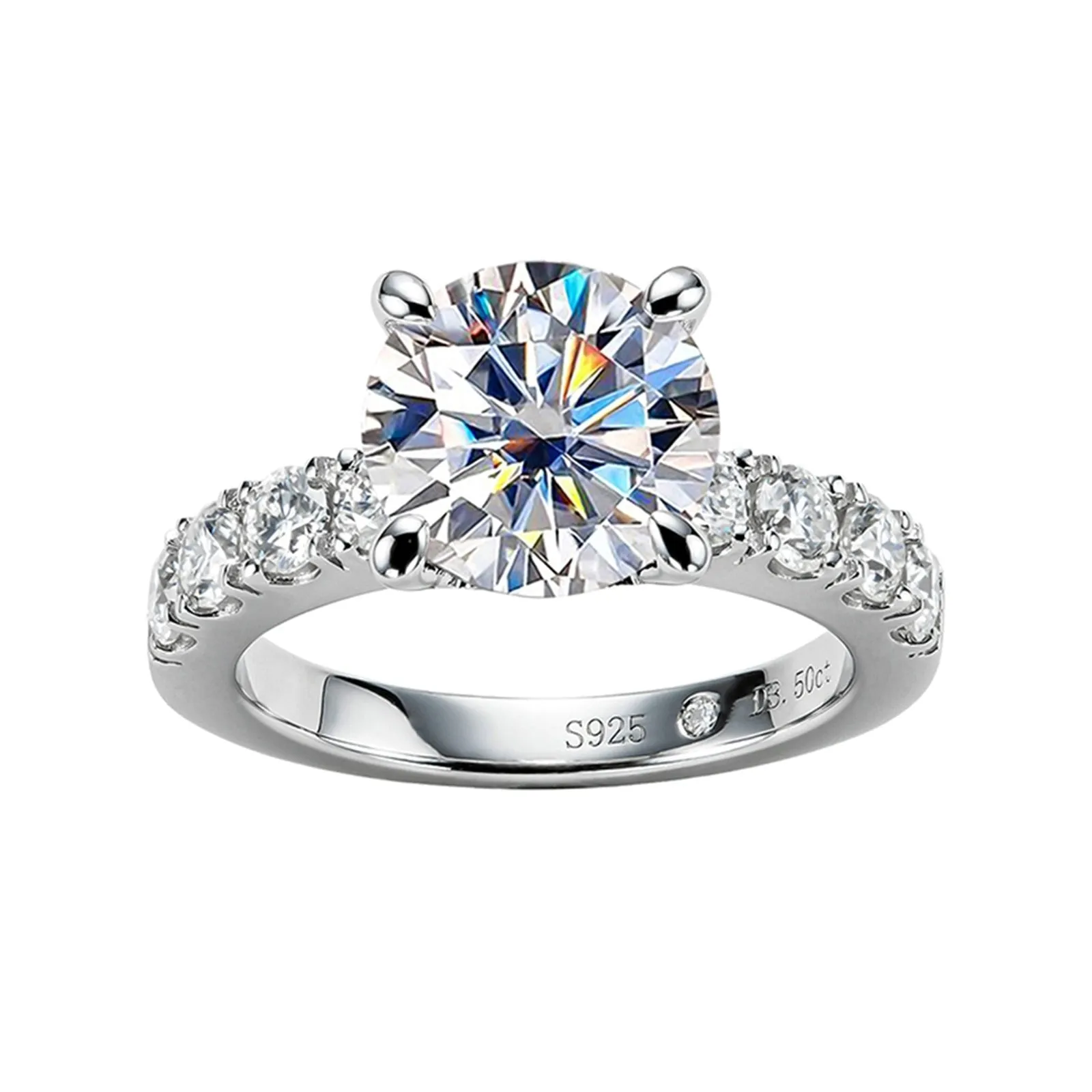 18k Gold Overlay Round Cut Diamond Engagement Ring