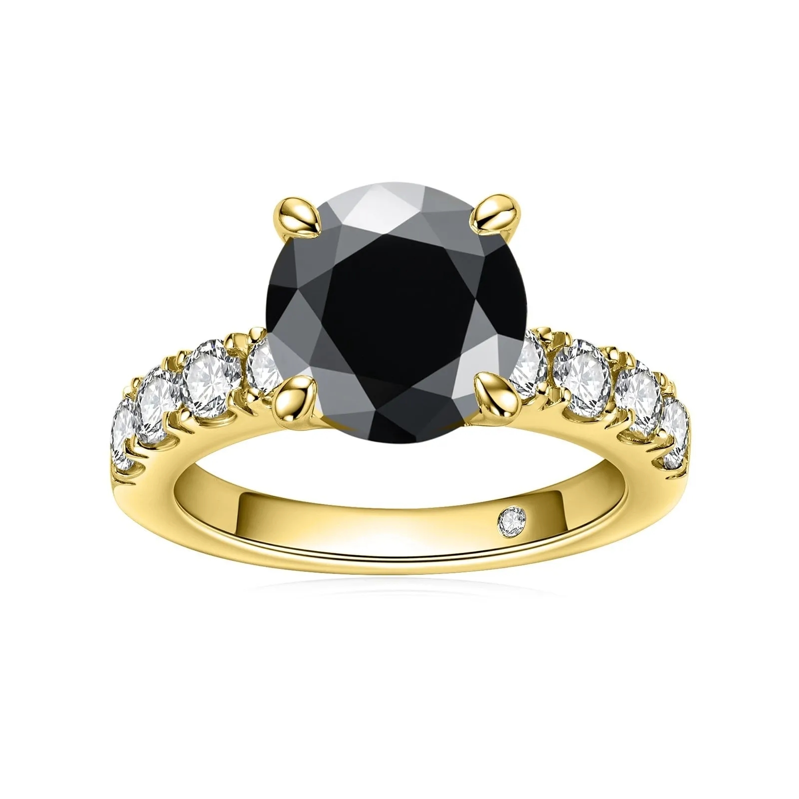 18k Gold Overlay Round Cut Diamond Engagement Ring