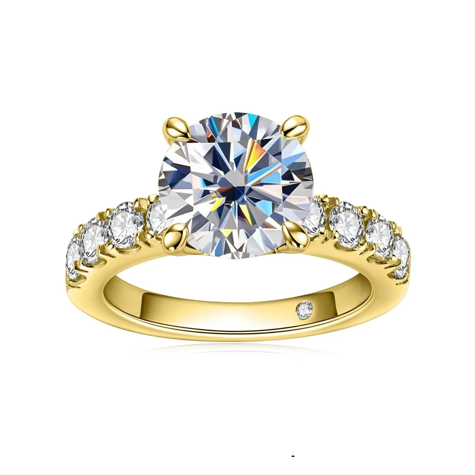 18k Gold Overlay Round Cut Diamond Engagement Ring