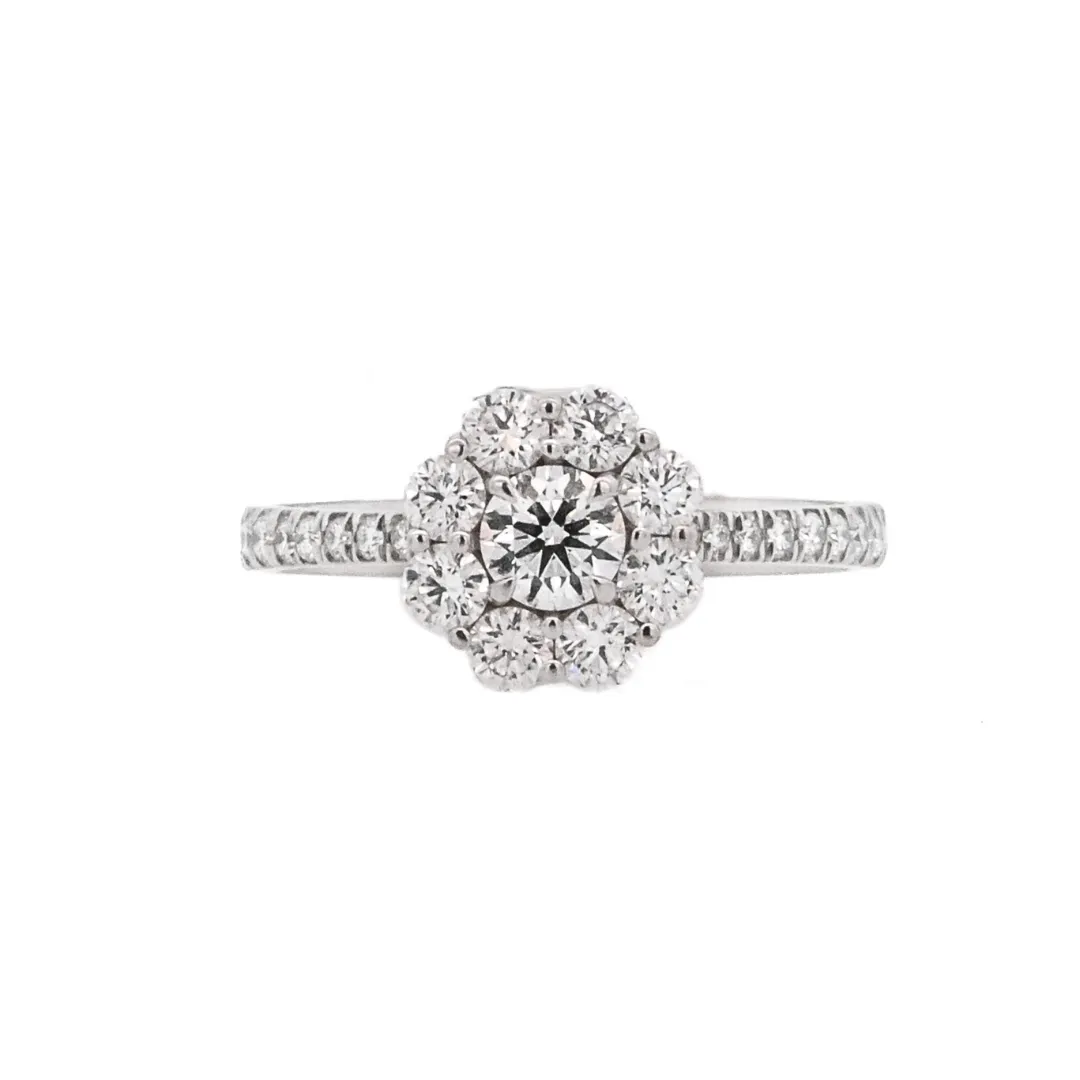 18K White Round Diamond 0.25Ct Halo Engagement Ring