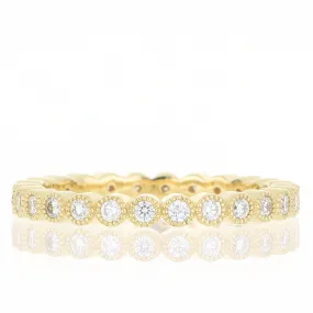 18k Yellow Gold Milgrain Diamond Eternity Band