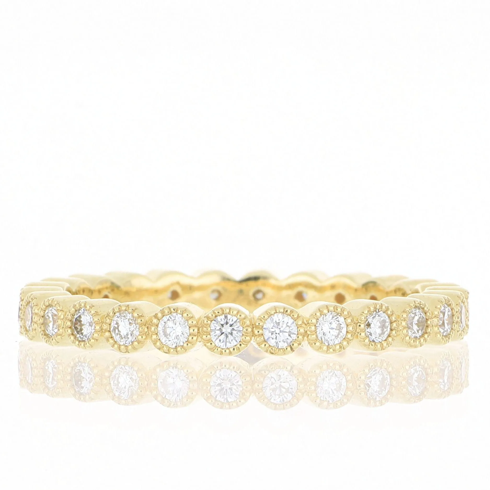 18k Yellow Gold Milgrain Diamond Eternity Band