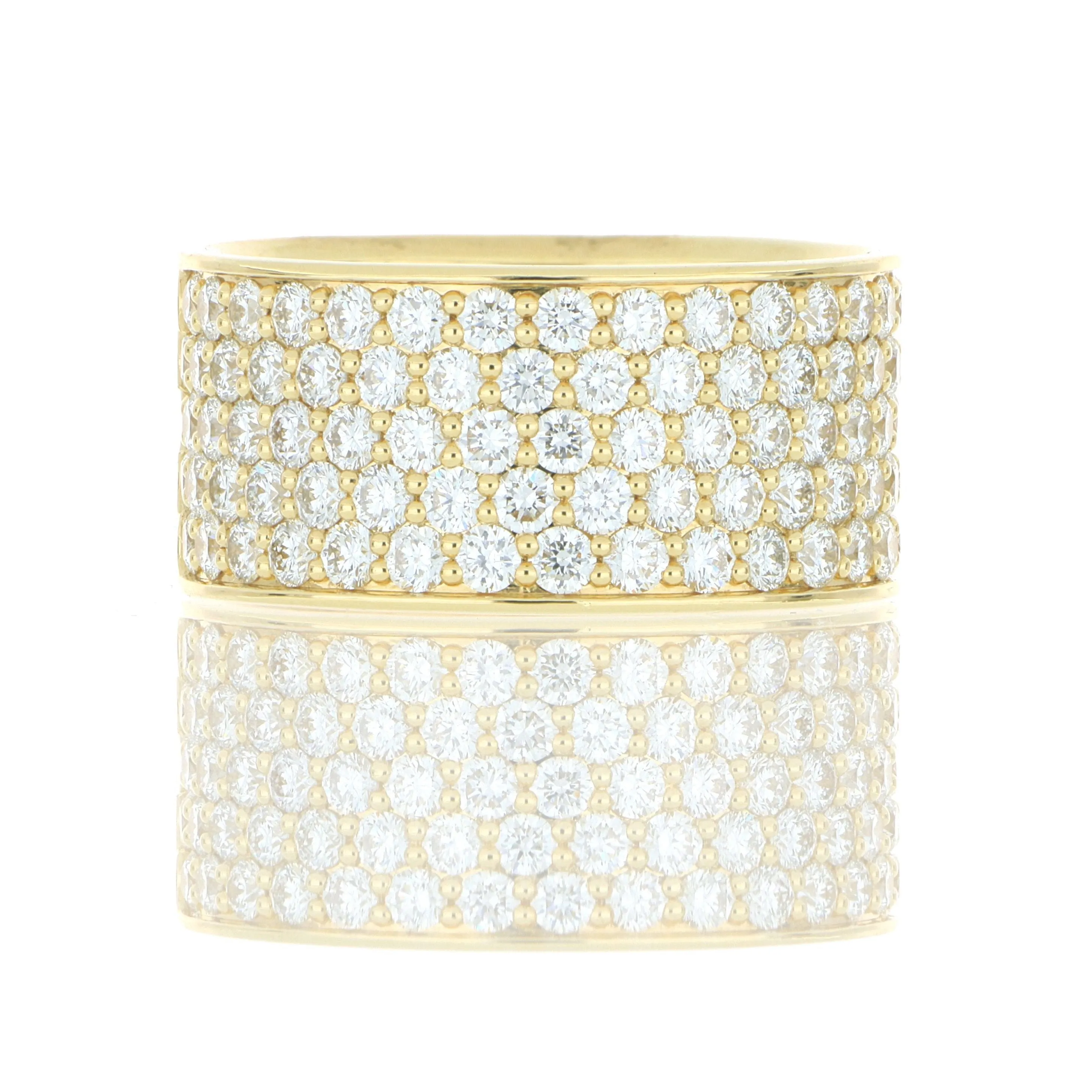18k Yellow Gold Silk Pave Diamond Fashion Ring