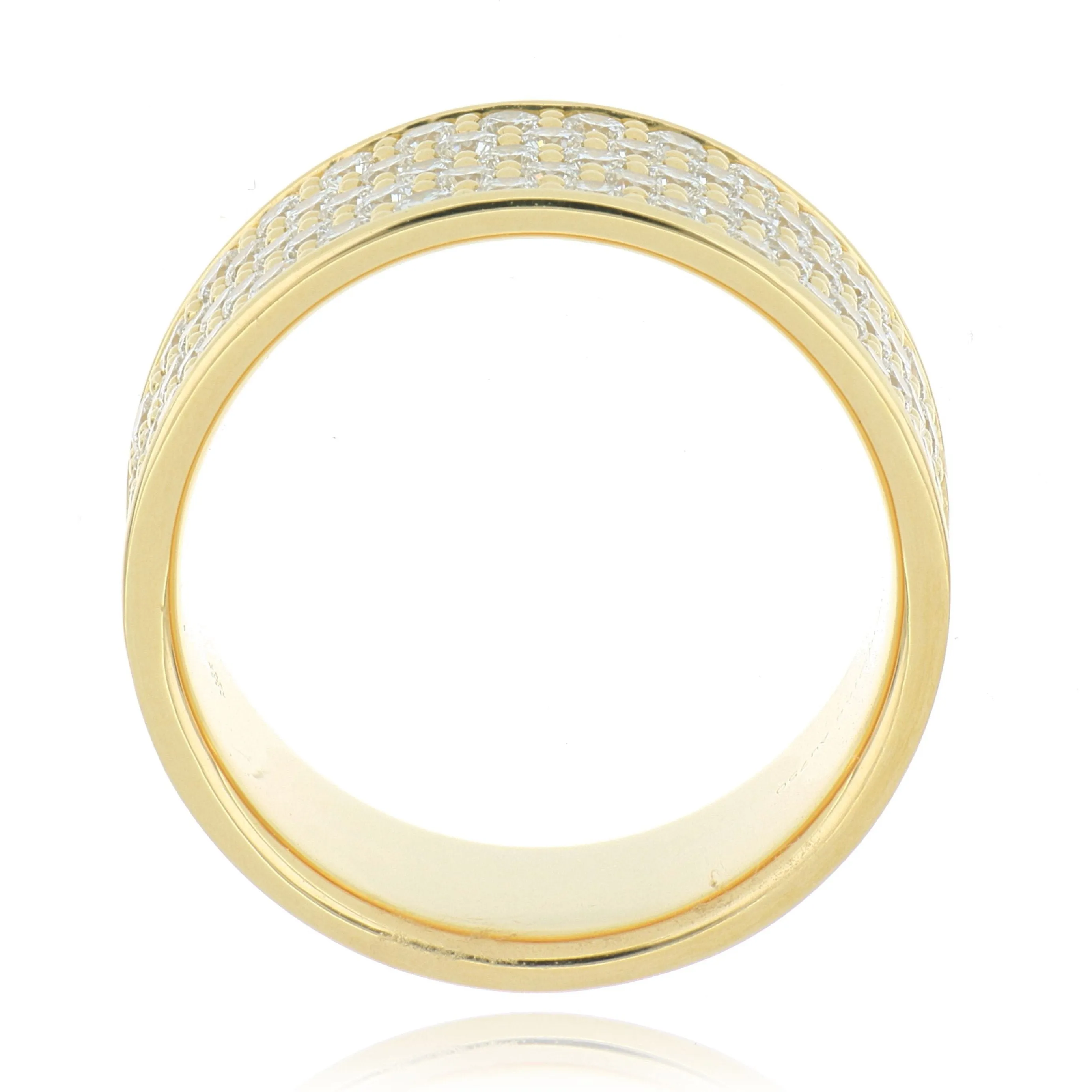 18k Yellow Gold Silk Pave Diamond Fashion Ring