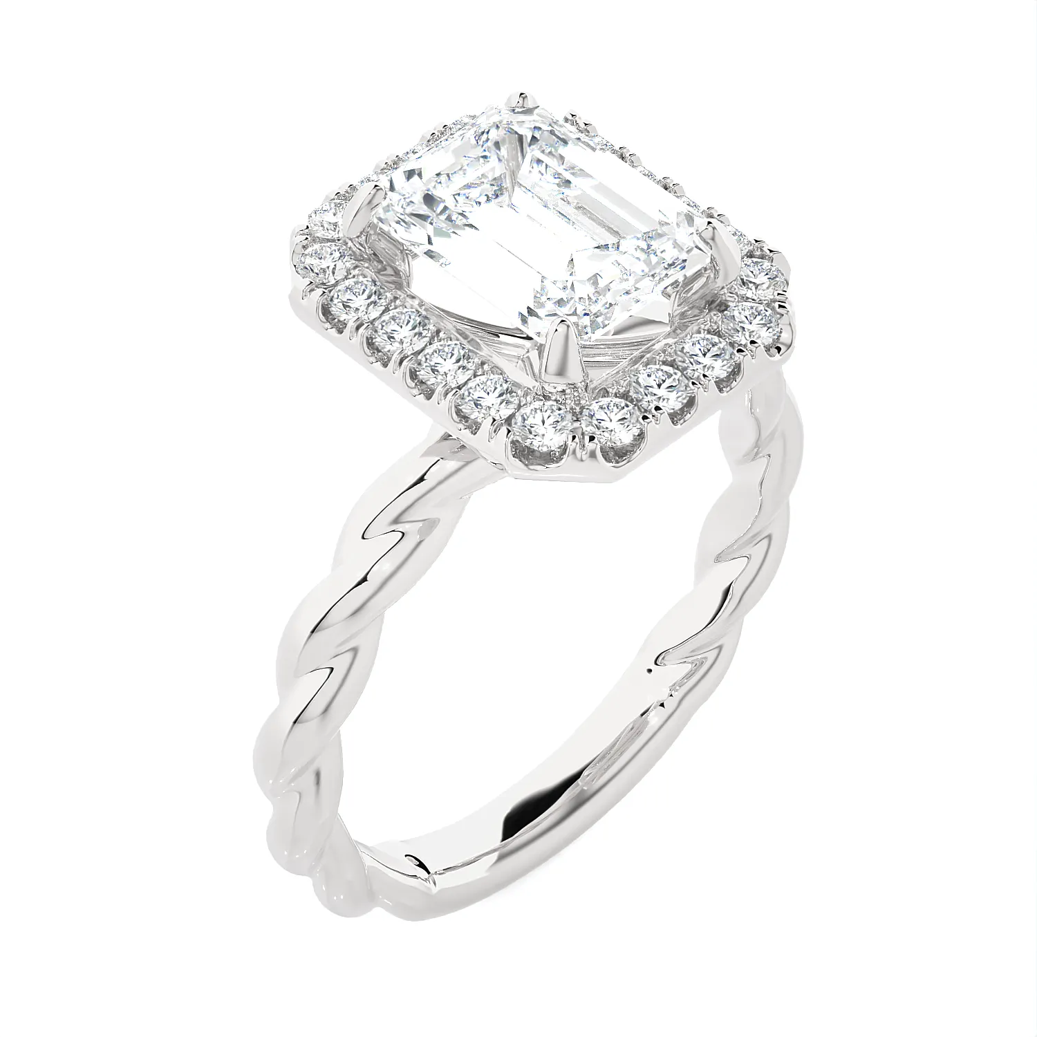 2 3/8 ctw Emerald-Cut Lab Grown Diamond Halo Engagement Ring