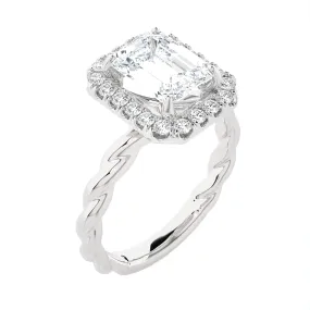 2 3/8 ctw Emerald-Cut Lab Grown Diamond Halo Engagement Ring