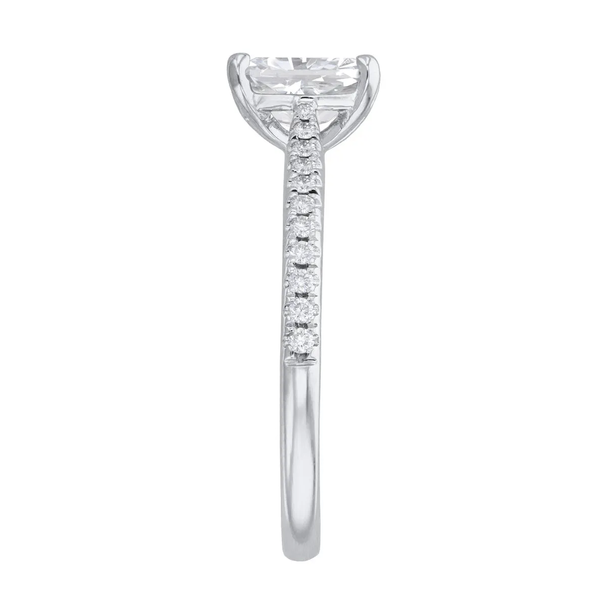 2.00ct Ophelia Shoulder Set Radiant Cut Diamond Solitaire Engagement Ring | 18ct White Gold