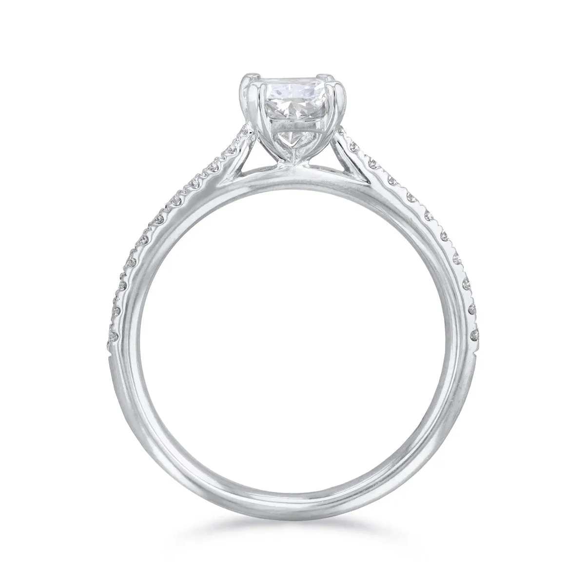 2.00ct Ophelia Shoulder Set Radiant Cut Diamond Solitaire Engagement Ring | 18ct White Gold