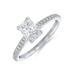 2.00ct Ophelia Shoulder Set Radiant Cut Diamond Solitaire Engagement Ring | 18ct White Gold