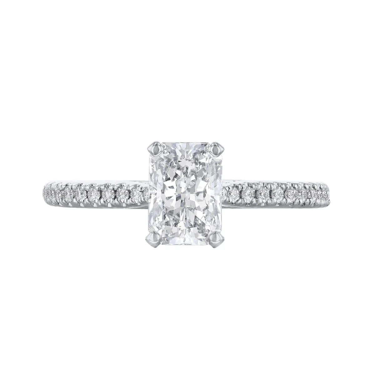 2.00ct Ophelia Shoulder Set Radiant Cut Diamond Solitaire Engagement Ring | 18ct White Gold