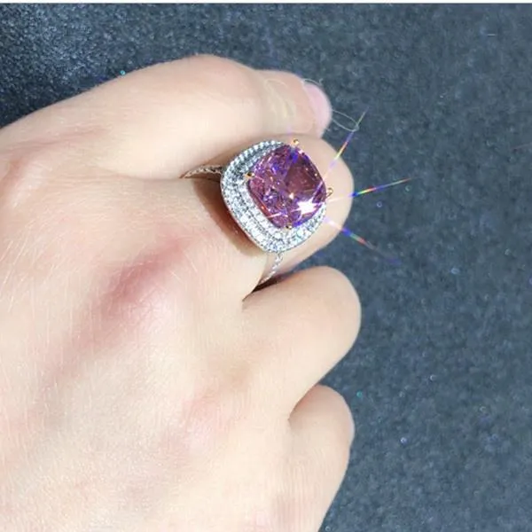 2.8 ct Pink Sapphire Diamond Ring - 925 Sterling Silver - Nature Gemstone