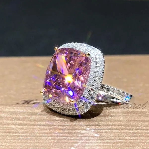 2.8 ct Pink Sapphire Diamond Ring - 925 Sterling Silver - Nature Gemstone