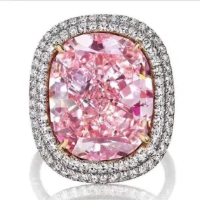 2.8 ct Pink Sapphire Diamond Ring - 925 Sterling Silver - Nature Gemstone