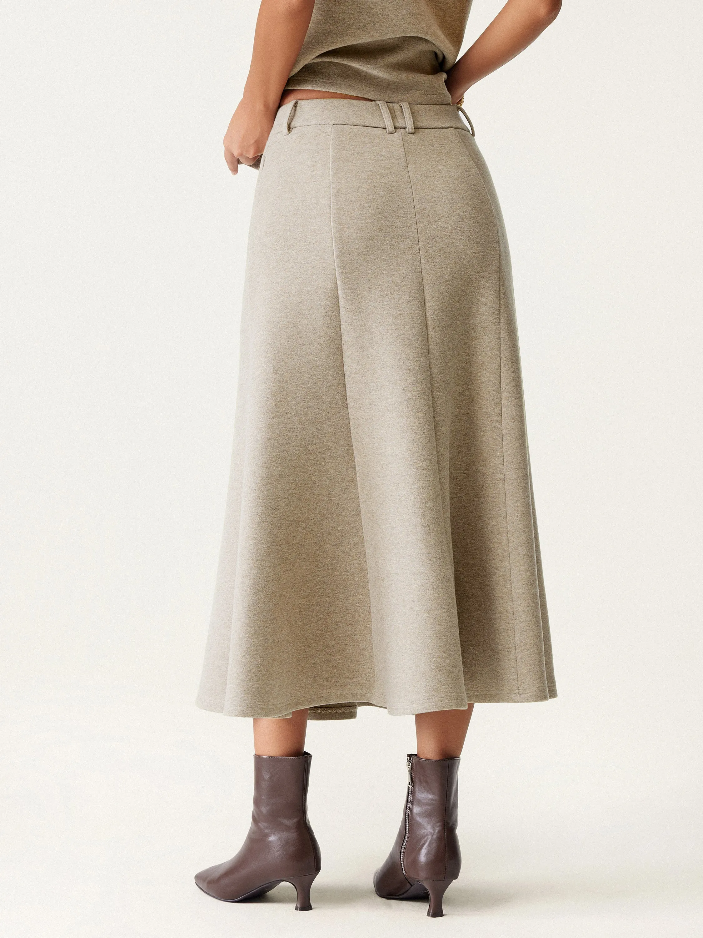 2Pcs Set Split Hem Top & High Waisted Midi Skirt