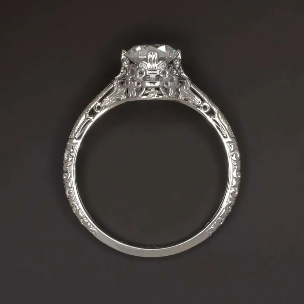 3/4ct NATURAL DIAMOND VINTAGE STYLE ENGAGEMENT RING ROUND WHITE GOLD SOLITAIRE