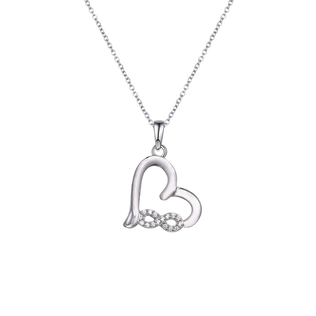 45cm Sterling Silver Cubic Zirconia Infinity Heart Necklace