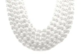 48" 12mm Round Beads White Pearl