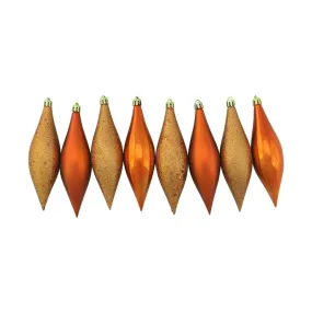5.5" Burnt Orange Shatterproof Finial Drop Christmas Ornaments Set of 8