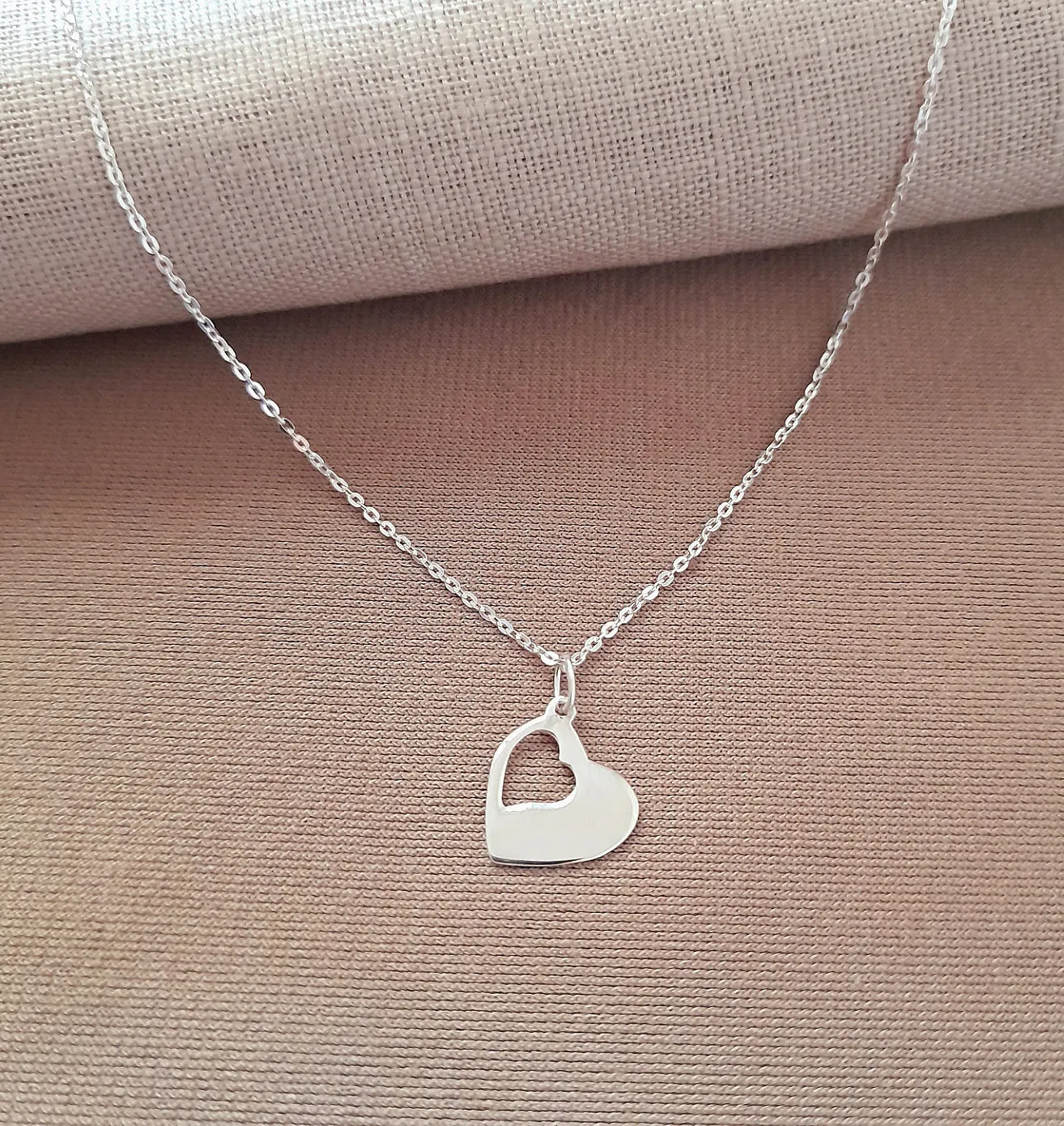 65th Birthday Cut Out Heart Necklace in Sterling Silver 925, Personalised Jewellery Gift