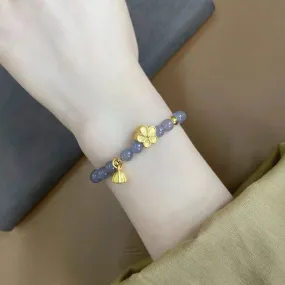 8mm Purple Hetian Jade Spiritual Love Bracelet with Peach Blossom and Lotus Charms | Spiritual Beads Bracelet
