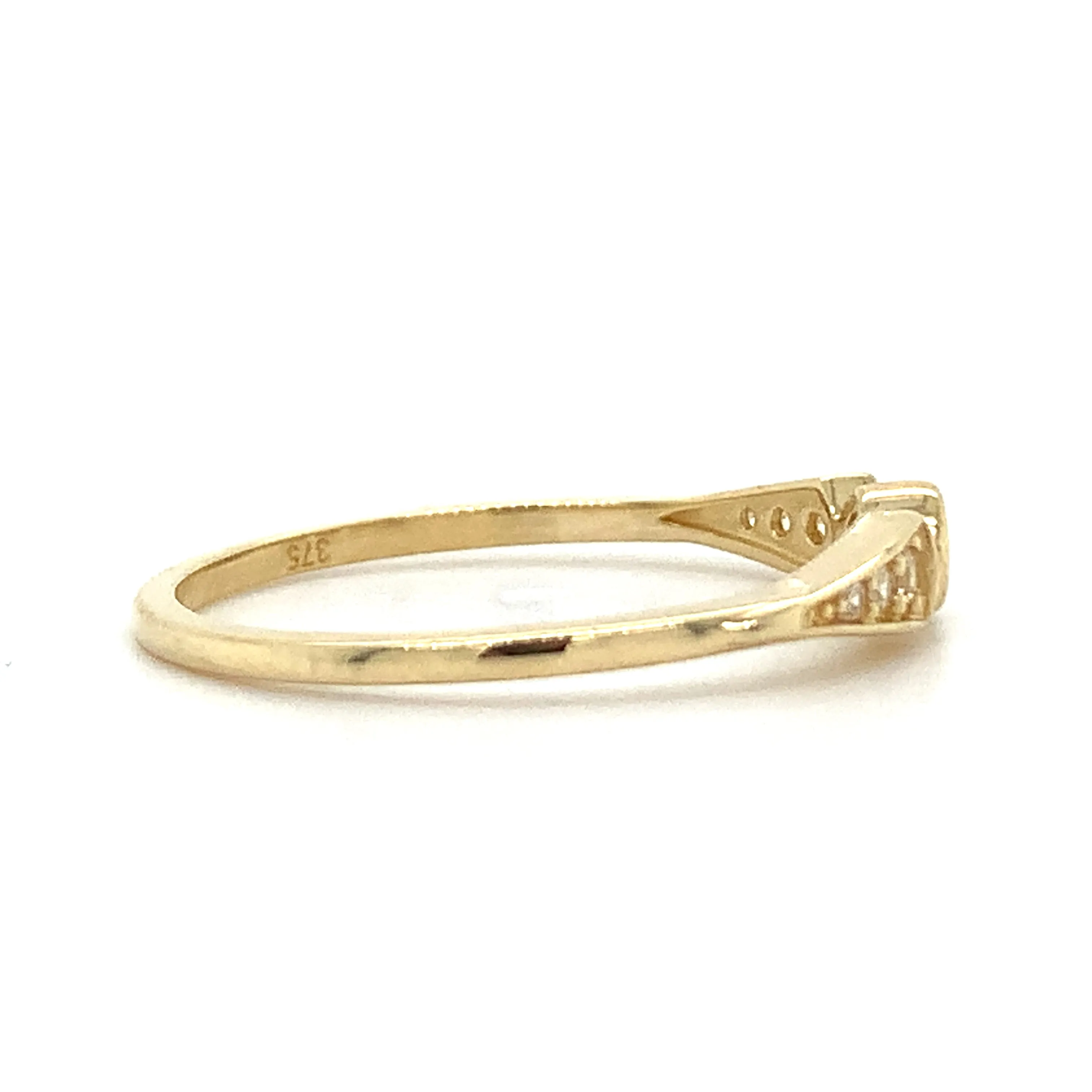 9ct Yellow Gold Art Deco Cz Ring
