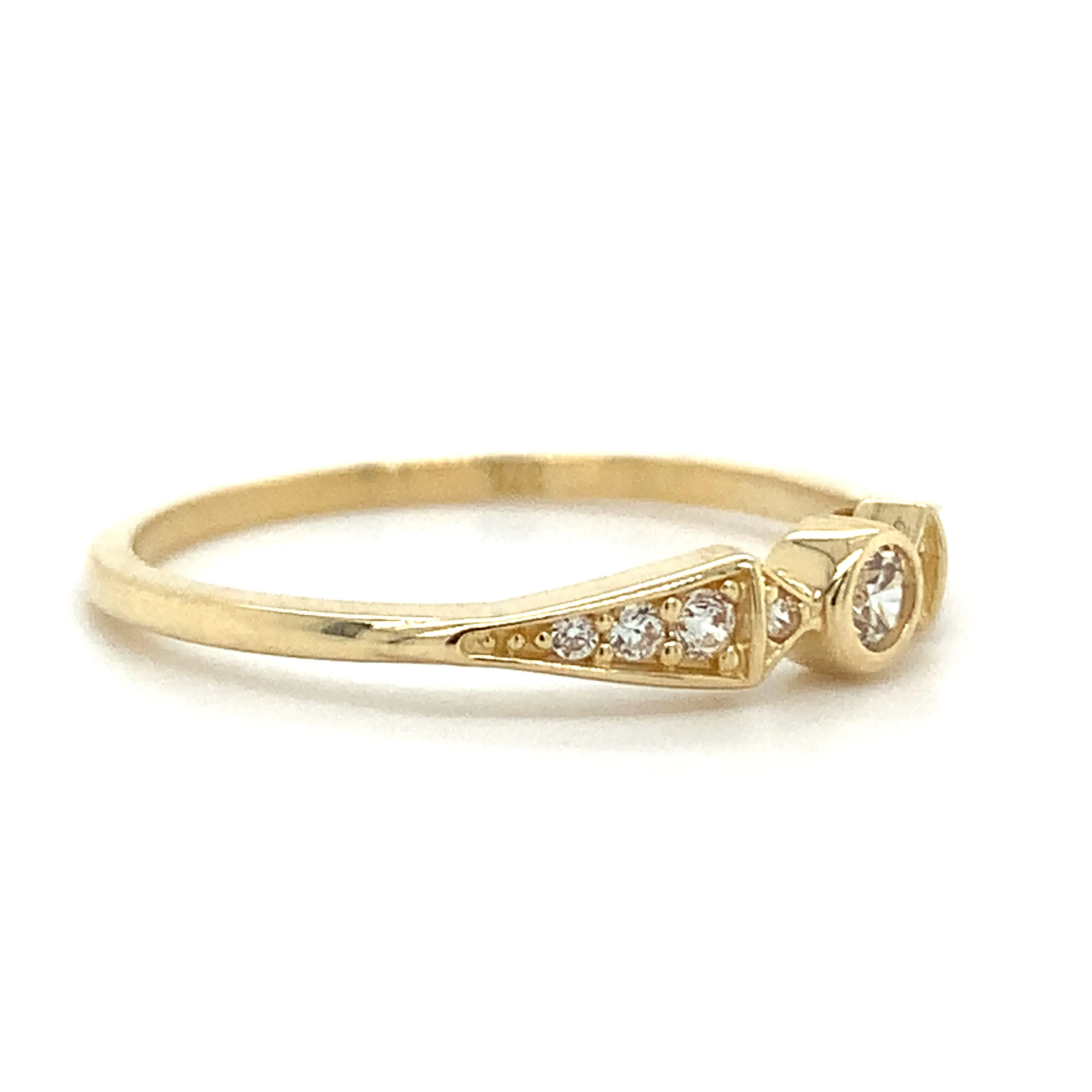 9ct Yellow Gold Art Deco Cz Ring