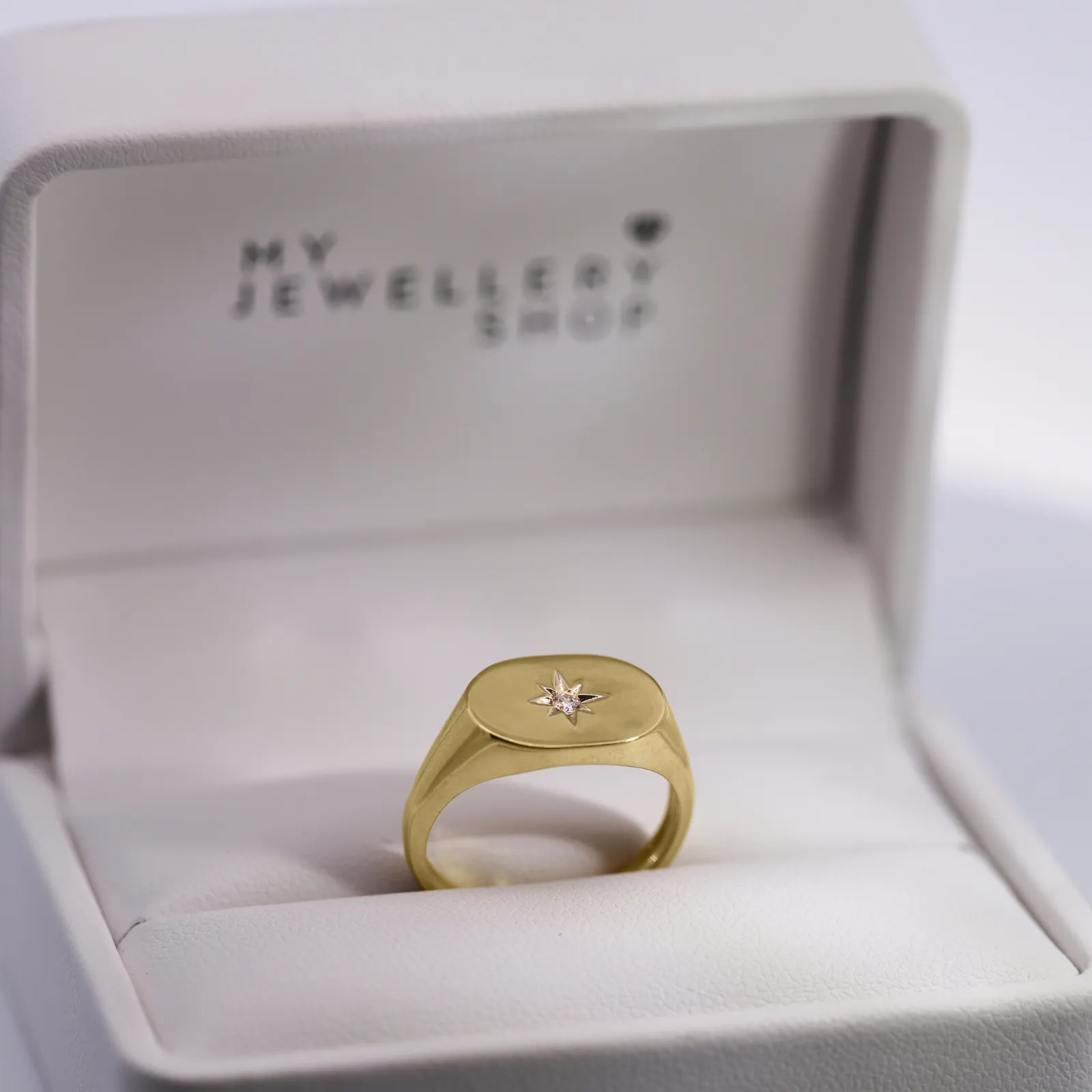 9ct Yellow Gold Cubic Zirconia Set Oval Signet Ring