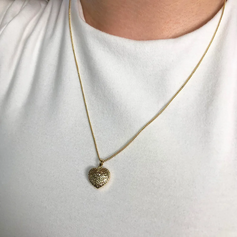 9ct Yellow Gold Scroll Heart Pendant