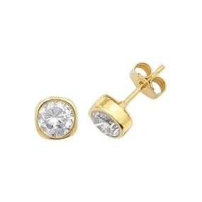 9ct  Yellow  Gold  Zirconia  Stud  Earrings  ES304